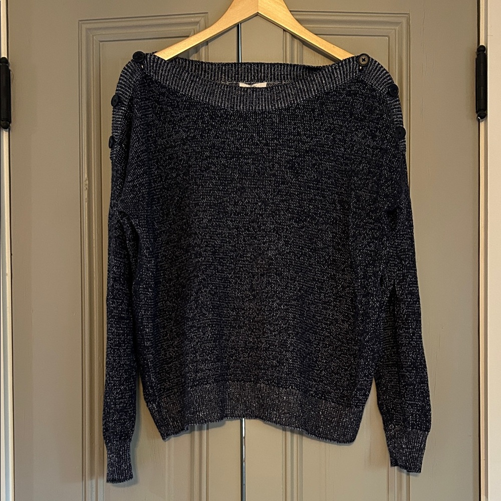 Joie Off-the-Shoulder Navy Sweater